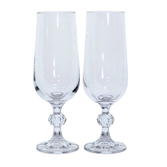 1980 Import Assoc Claudia Champagne Flute 2pc diamond ball stem made in Poland - Picture 2 of 6